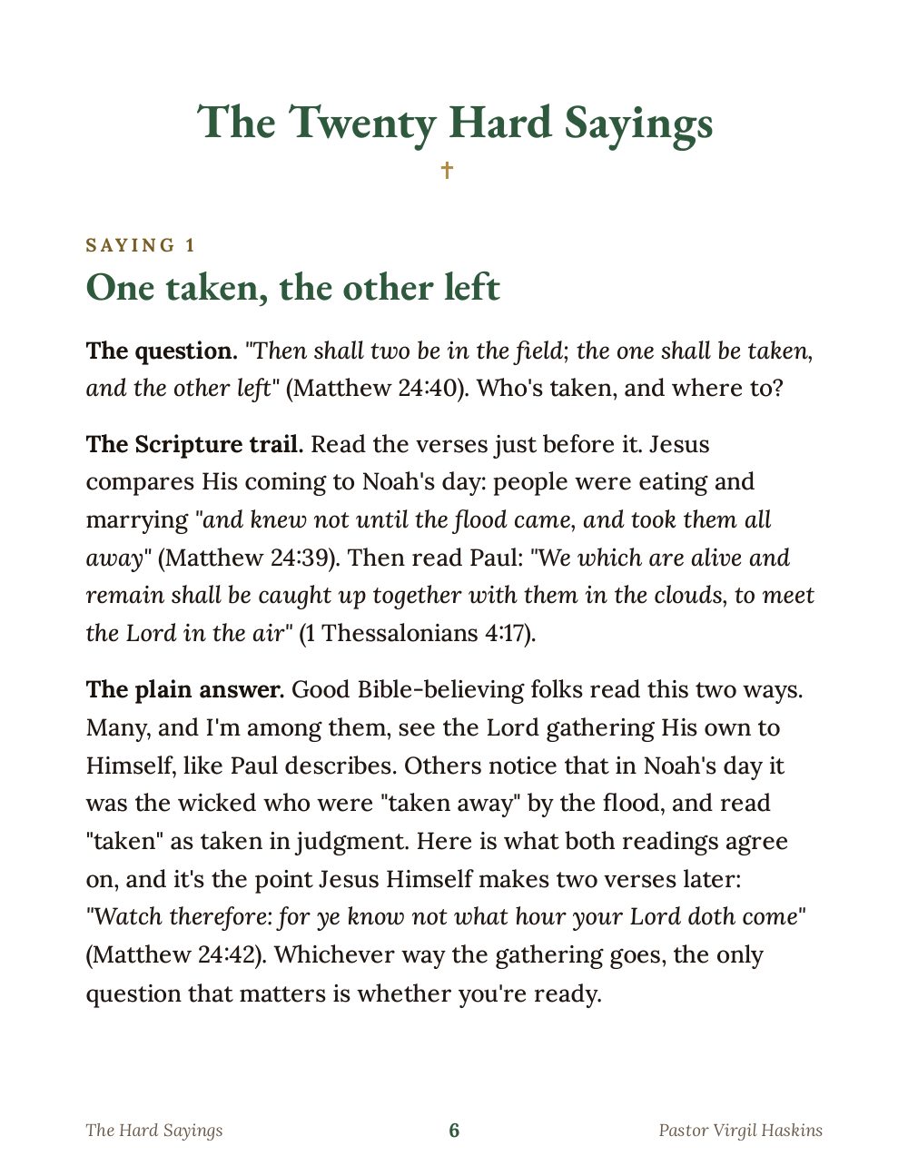 Saying one page