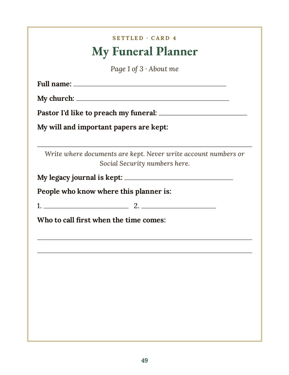 Funeral planner